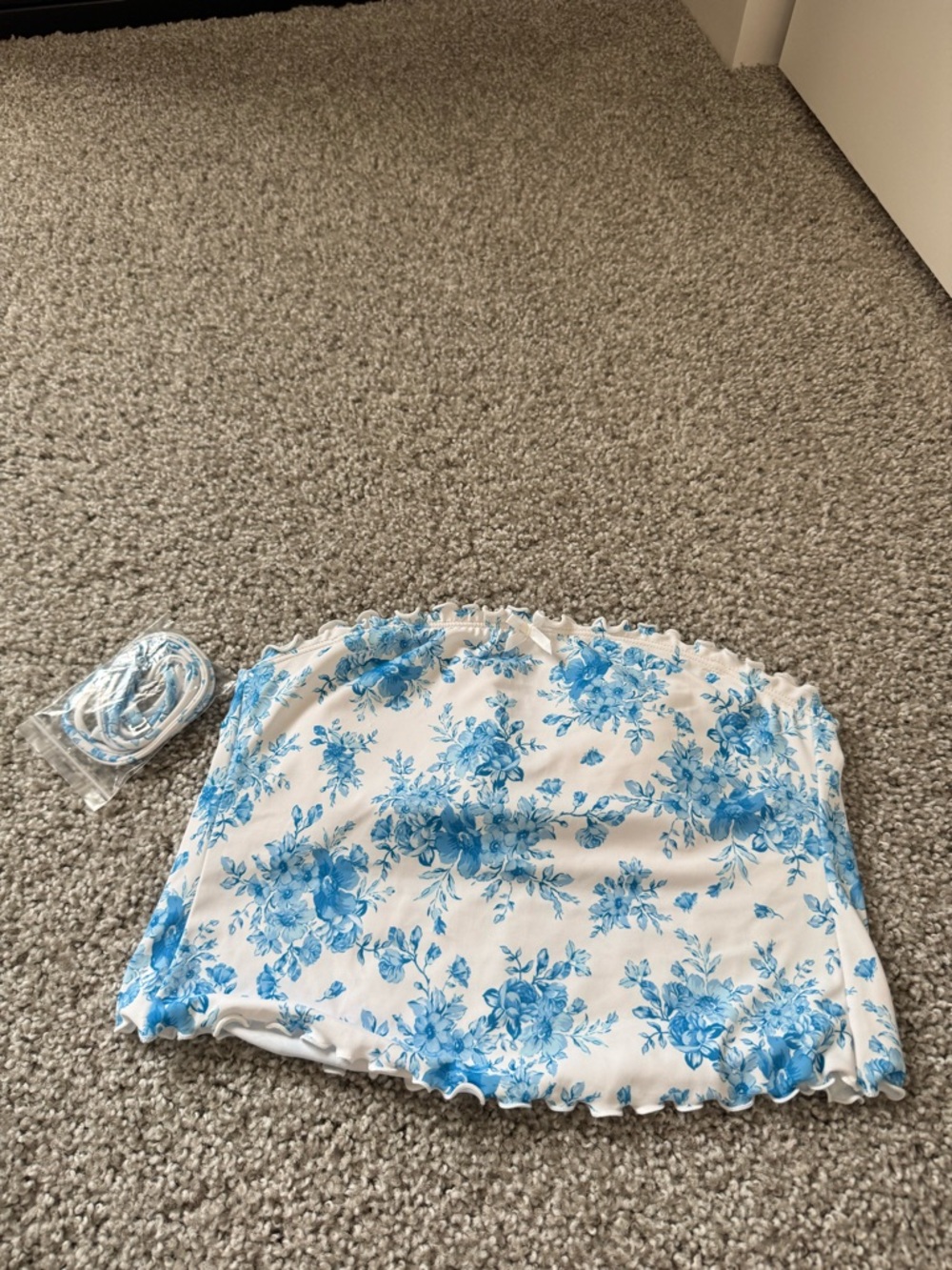 wild fable White and Blue Floral Bandeau Bikini Top
